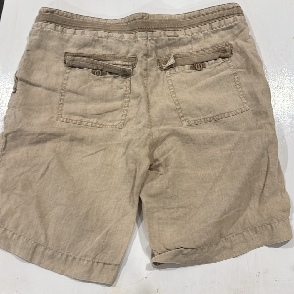Michael Stars 100% Linen Drawstring Shorts Tan Beige Relaxed Fit Size Small - Picture 6 of 10